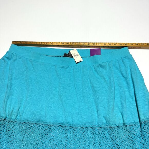 Lane Bryant Maxi Skirt Women's Turquoise Blue Tiered Crochet Lace 26 / 28 NWT - Picture 7 of 9